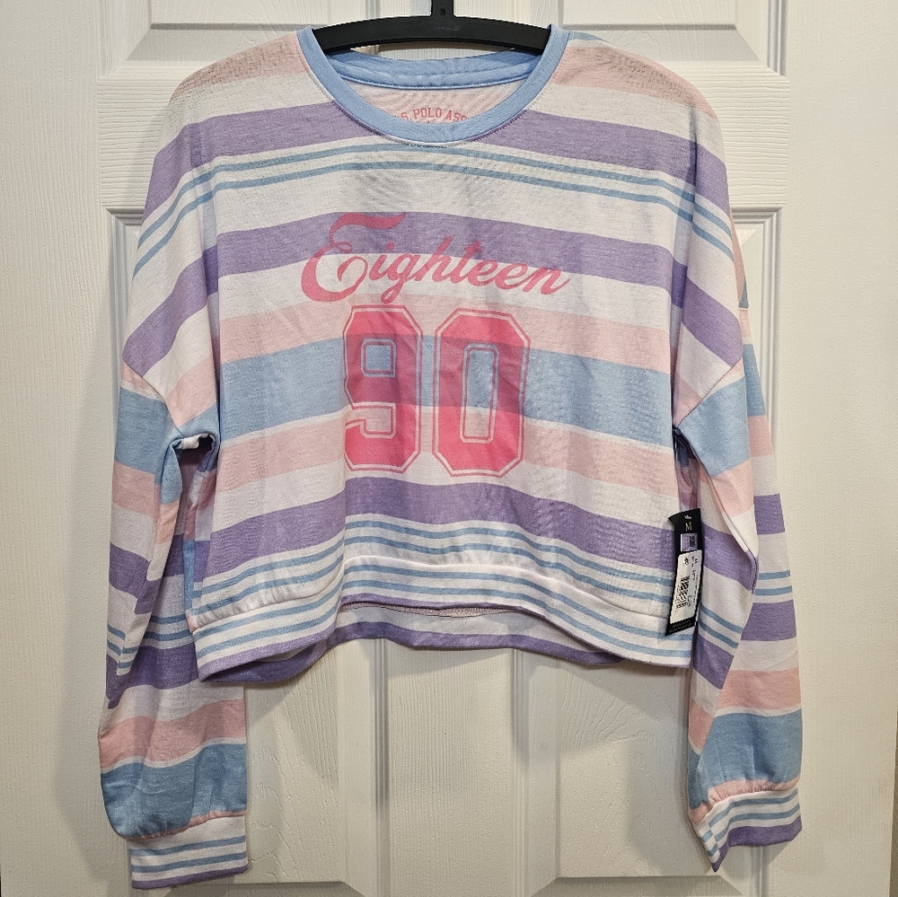 U.S. Polo Assn. 1890 Pastel Stripes Crop Top Size Medium